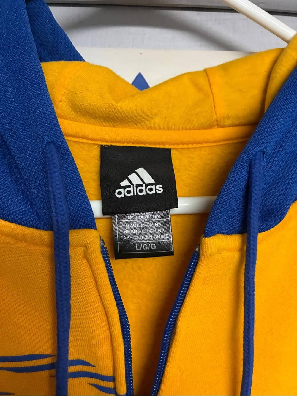 Adidas Golden State Warriors Men's Full-Zip Hoodie Jacket - Blue & Yellow size L
